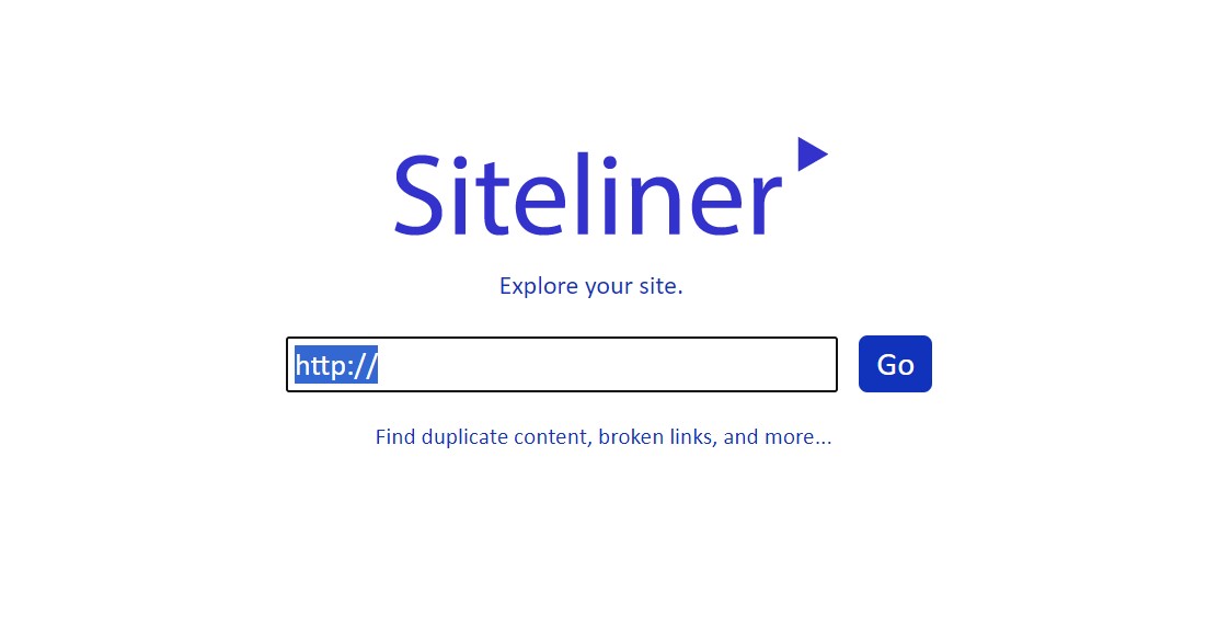 Startseite des Duplicate Content Checkers "Siteliner" 