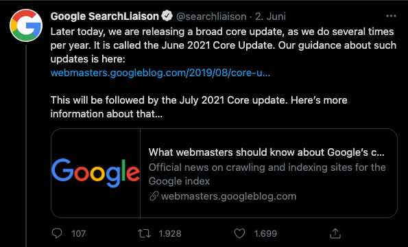 Google Core Updates im Sommer 2021